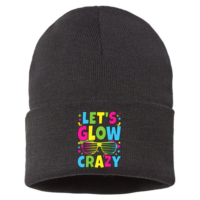 Let's Glow Crazy 80s Party Outfit Retro 1980s 80's Lover Sustainable Knit Beanie