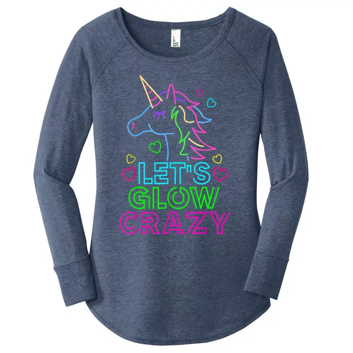 Let's Glow Crazy Glow Party 80s Retro Unicorn Costume Funny Women's Perfect Tri Tunic Long Sleeve Shirt