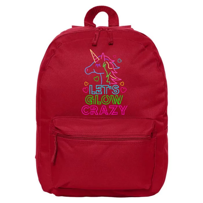 Let's Glow Crazy Glow Party 80s Retro Unicorn Costume Funny 16 in Basic Backpack