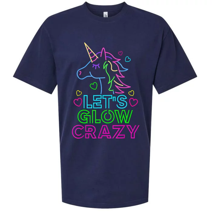 Let's Glow Crazy Glow Party 80s Retro Unicorn Costume Funny Sueded Cloud Jersey T-Shirt