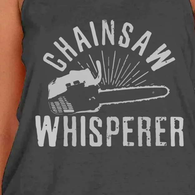 Lumberjack Gift Chainsaw Whisperer Logger Tree Cutter Funny Women's Knotted Racerback Tank