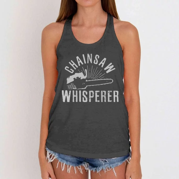 Lumberjack Gift Chainsaw Whisperer Logger Tree Cutter Funny Women's Knotted Racerback Tank