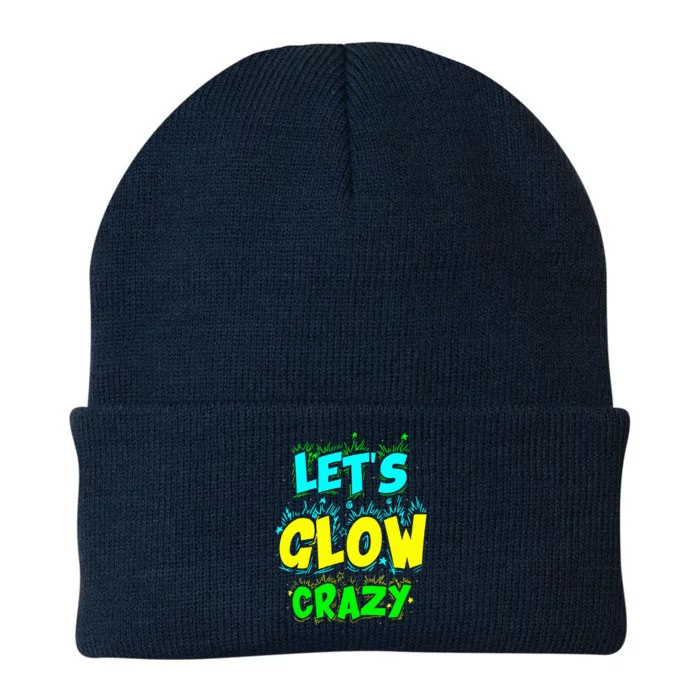 Let Glow Crazy Retro Colorful Quote Group Team Tie Knit Cap Winter Beanie