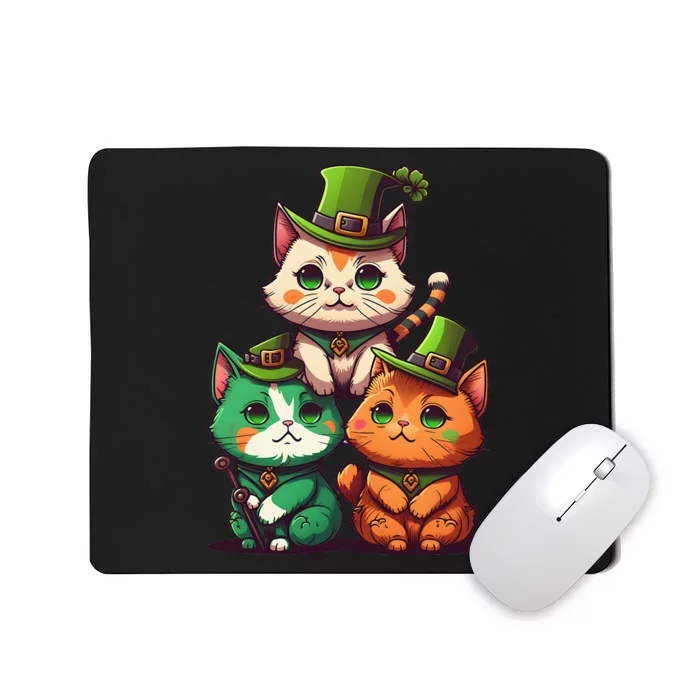 Leprechaun Gnome Cats St Patricks Day Cat Lover Mousepad