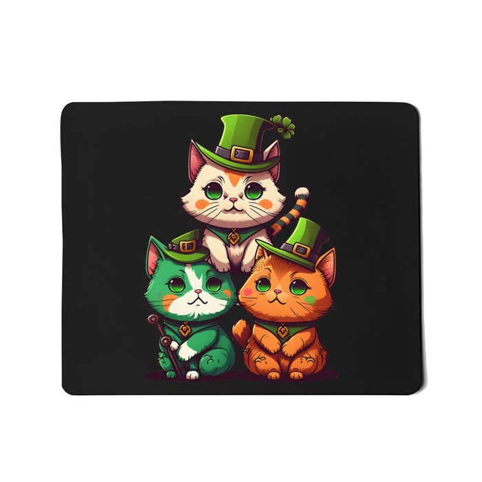 Leprechaun Gnome Cats St Patricks Day Cat Lover Mousepad