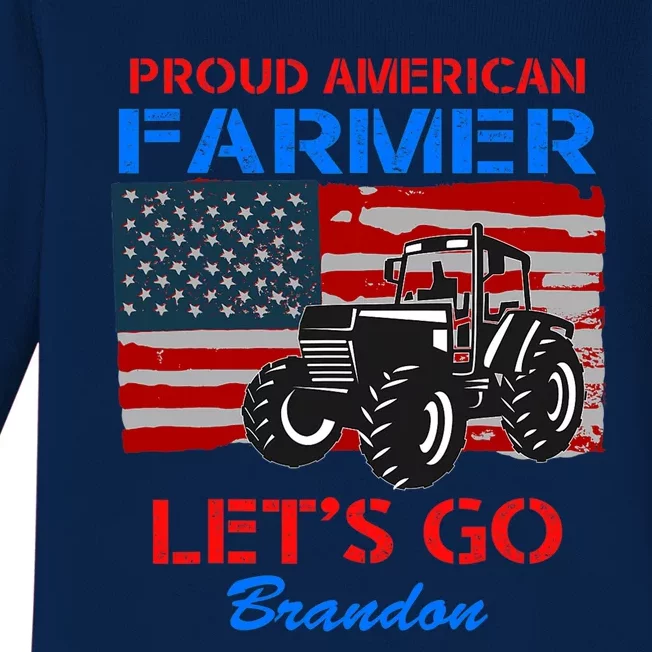 Let's Go Conservative US Flag Proud American Farmer Brandon Baby Long Sleeve Bodysuit