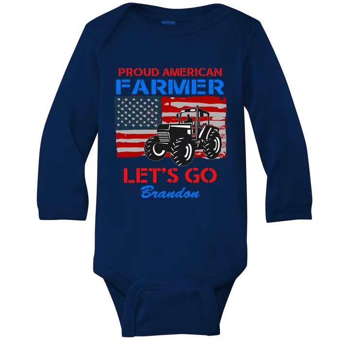 Let's Go Conservative US Flag Proud American Farmer Brandon Baby Long Sleeve Bodysuit