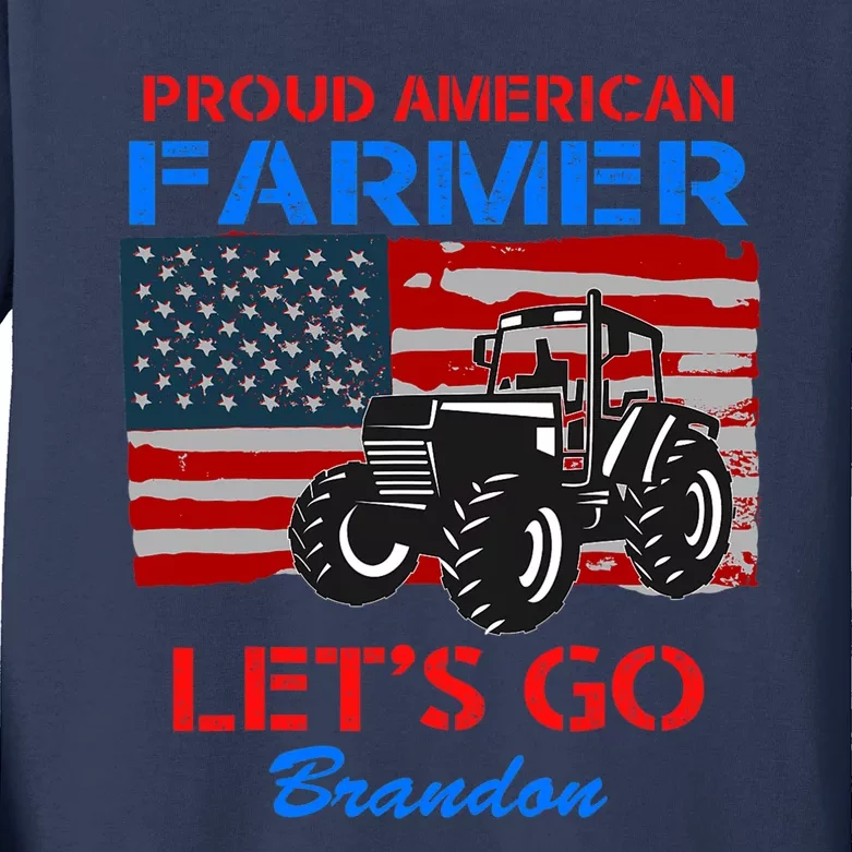 Let's Go Conservative US Flag Proud American Farmer Brandon Kids Long Sleeve Shirt