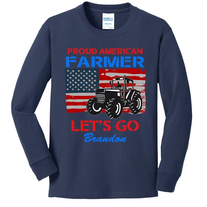 Let's Go Conservative US Flag Proud American Farmer Brandon Kids Long Sleeve Shirt