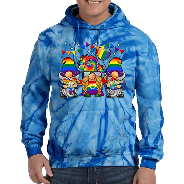 Lgbtq Gnomes Colorful Gnomes Pride Love Rainbow Pride Funny Gift Tie Dye Hoodie