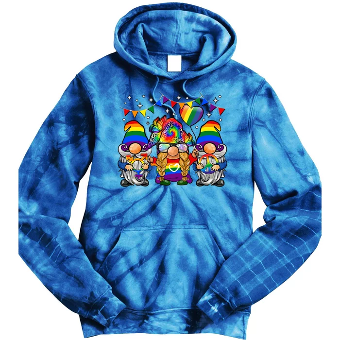 Lgbtq Gnomes Colorful Gnomes Pride Love Rainbow Pride Funny Gift Tie Dye Hoodie