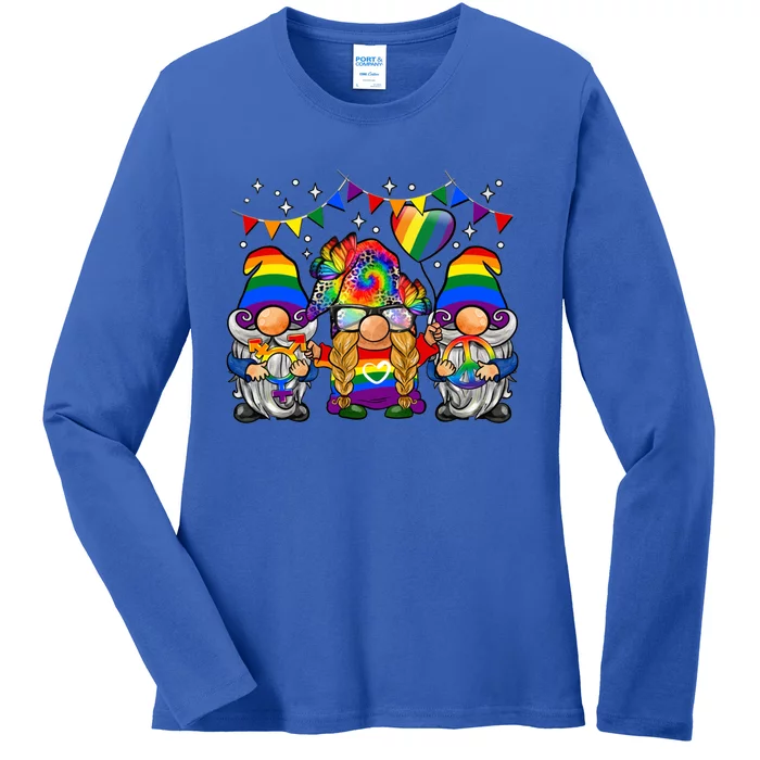 Lgbtq Gnomes Colorful Gnomes Pride Love Rainbow Pride Funny Gift Ladies Long Sleeve Shirt