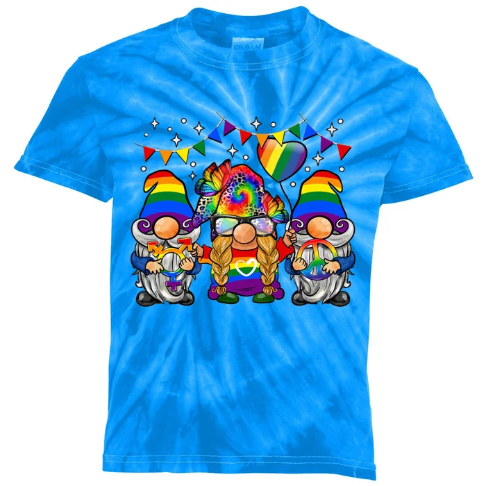 Lgbtq Gnomes Colorful Gnomes Pride Love Rainbow Pride Funny Gift Kids Tie-Dye T-Shirt