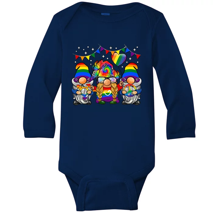 Lgbtq Gnomes Colorful Gnomes Pride Love Rainbow Pride Funny Gift Baby Long Sleeve Bodysuit