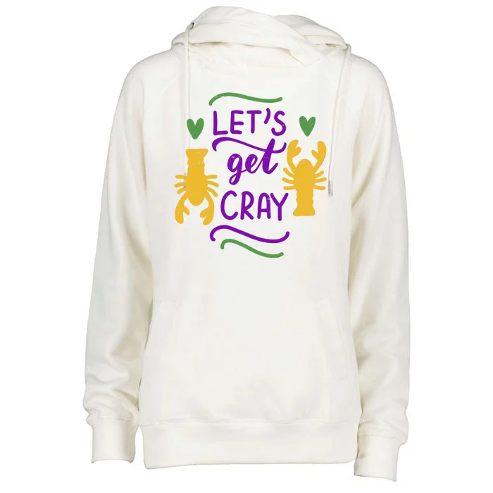 Let's Get Cray Mardi Gras Lobster Womens Funnel Neck Pullover Hood