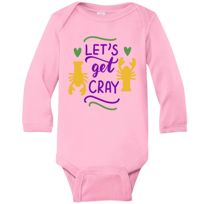 Let's Get Cray Mardi Gras Lobster Baby Long Sleeve Bodysuit