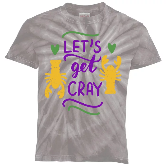 Let's Get Cray Mardi Gras Lobster Kids Tie-Dye T-Shirt