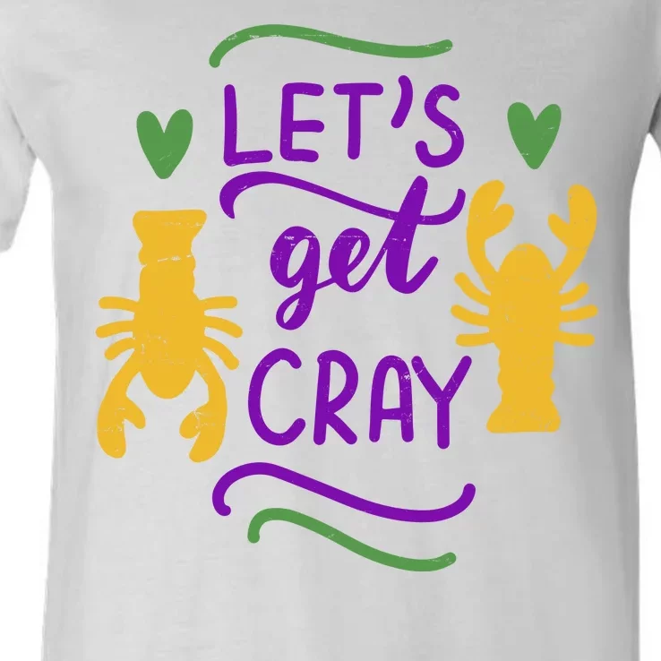 Let's Get Cray Mardi Gras Lobster V-Neck T-Shirt