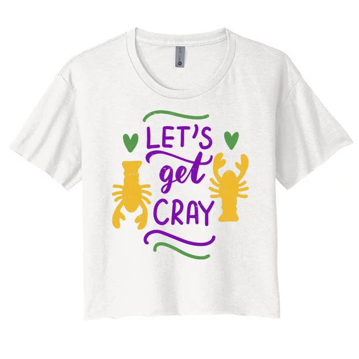 Let's Get Cray Mardi Gras Lobster Women's Crop Top Tee