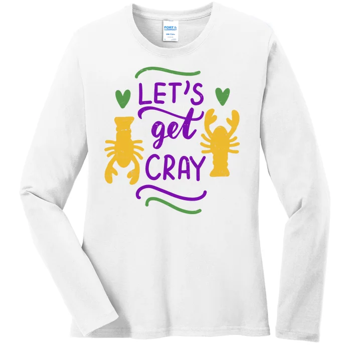 Let's Get Cray Mardi Gras Lobster Ladies Long Sleeve Shirt