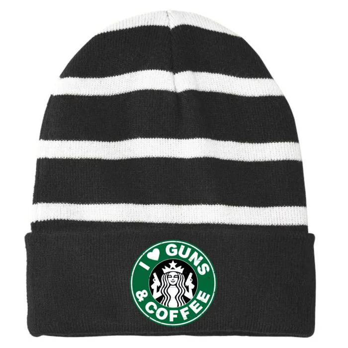 Love Guns Coffee Striped Beanie with Solid Band