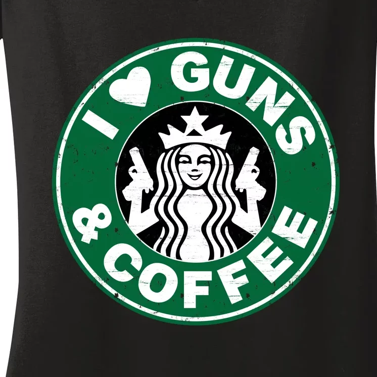 Love Guns Coffee Women's V-Neck T-Shirt