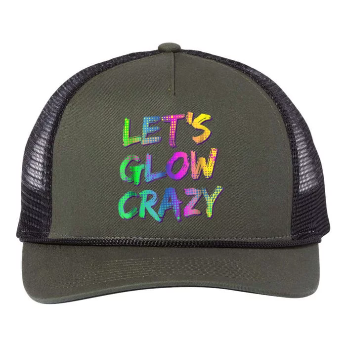 Let's Glow Crazy Shirt Neon Glow Dance Party Retro Rope Trucker Hat Cap