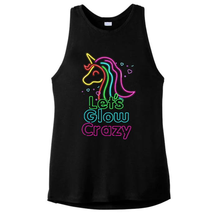 Lets Glow Crazy Glow Party Unicorn Lover Birthday Ladies Tri-Blend Wicking Tank