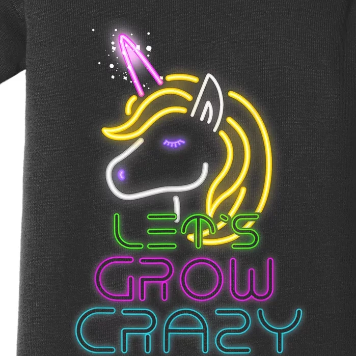 Lets Glow Crazy Glow Party Unicorn Lover Birthday Baby Bodysuit