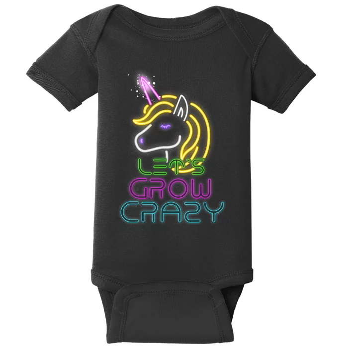 Lets Glow Crazy Glow Party Unicorn Lover Birthday Baby Bodysuit