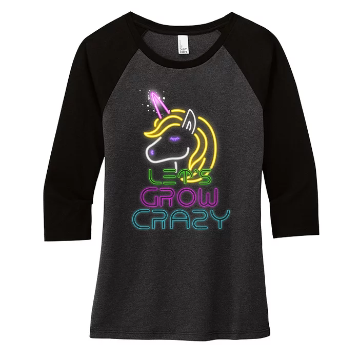 Lets Glow Crazy Glow Party Unicorn Lover Birthday Women's Tri-Blend 3/4-Sleeve Raglan Shirt