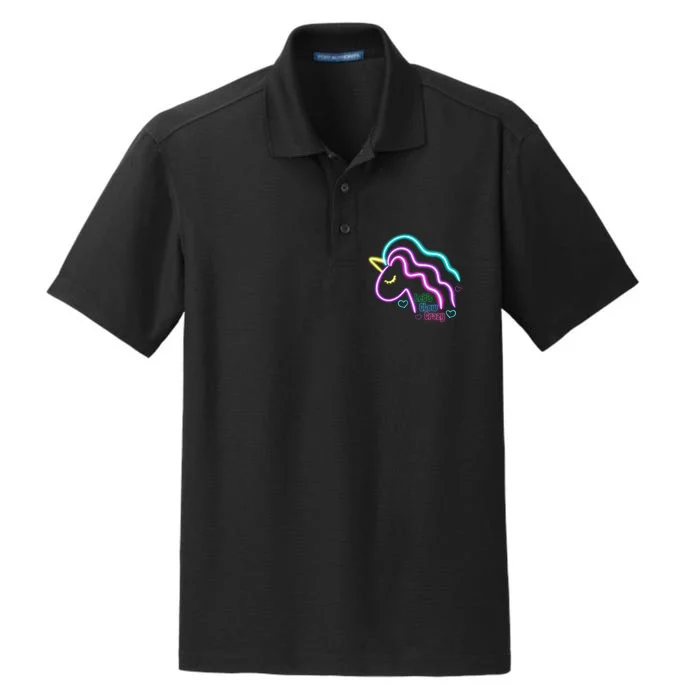 Let's Glow Crazy Unicorn Cute Dry Zone Grid Performance Polo