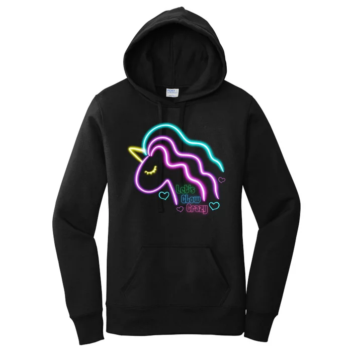 Let's Glow Crazy Unicorn Cute Women's Pullover Hoodie