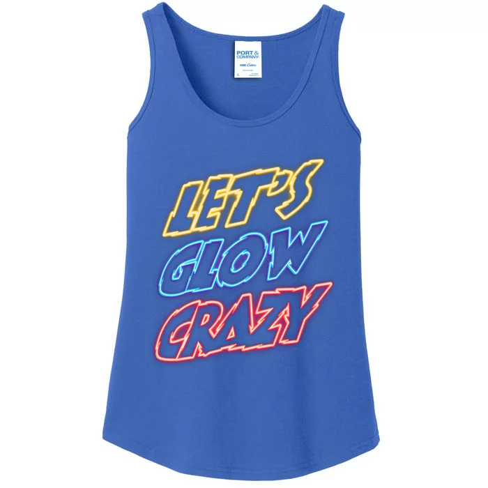 Let's Glow Crazy 80s Party 80s Glow Party Glow Party Squad Cute Gift Ladies Essential Tank