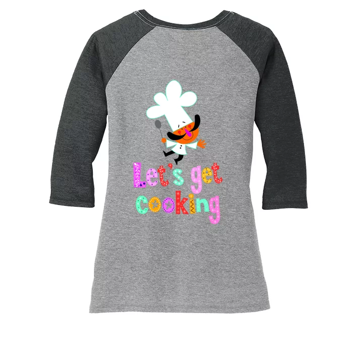 Lets Get Cooking Women's Tri-Blend 3/4-Sleeve Raglan Shirt