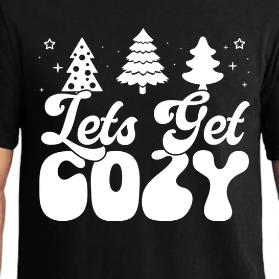 Lets Get Cozy Retro Groovy Christmas Cute Gift Pajama Set