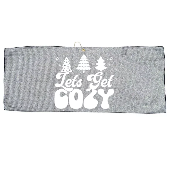 Lets Get Cozy Retro Groovy Christmas Cute Gift Large Microfiber Waffle Golf Towel