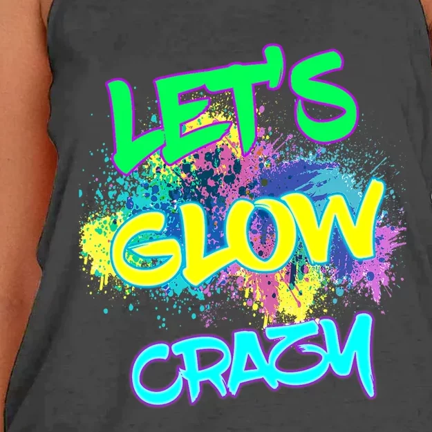 Lets Glow Crazy Glow Party 80s Retro Costume Party Lover Women's Knotted Racerback Tank