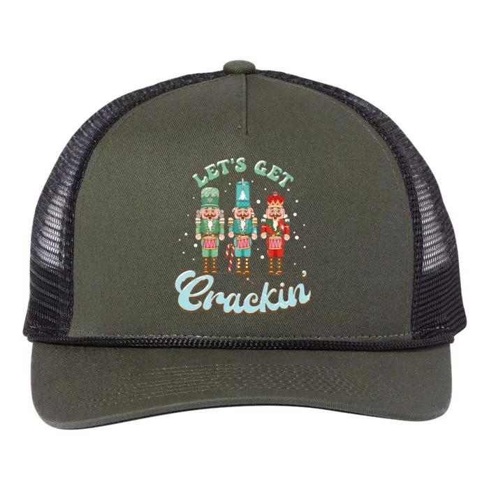 Lets Get Crackin Three Nutcrackers Christmas Teacher Retro Rope Trucker Hat Cap