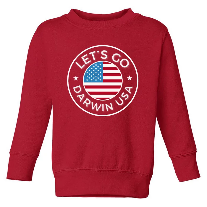 Lets Go Darwin Vintage Funny Darwin America Flag Toddler Sweatshirt