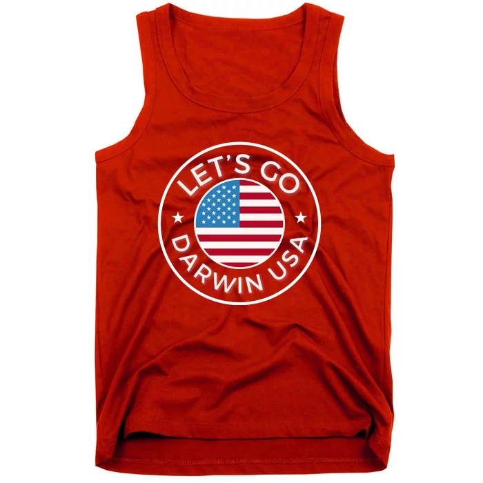 Lets Go Darwin Vintage Funny Darwin America Flag Tank Top