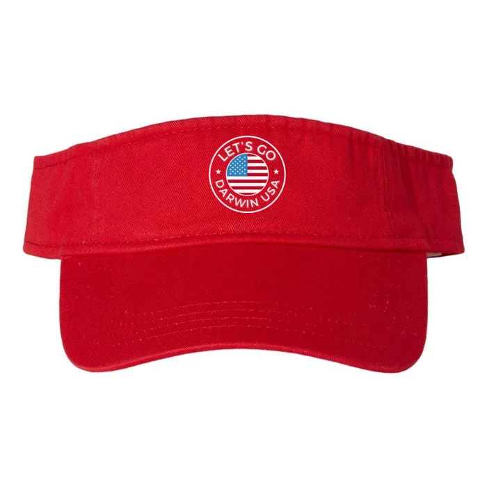 Lets Go Darwin Vintage Funny Darwin America Flag Valucap Bio-Washed Visor