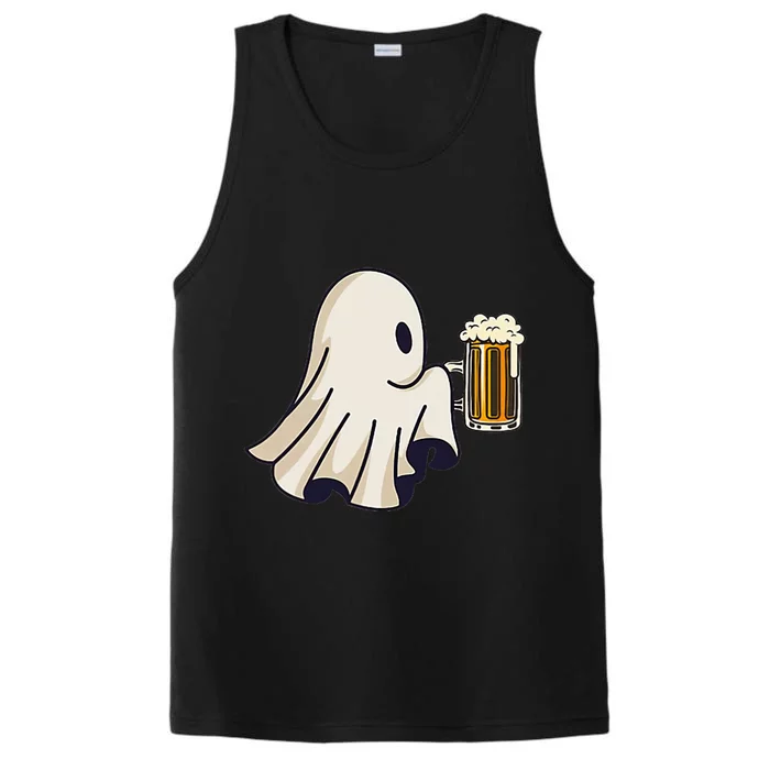 Little Ghost Drinking Beer Funny Halloween Costume Performance Tank