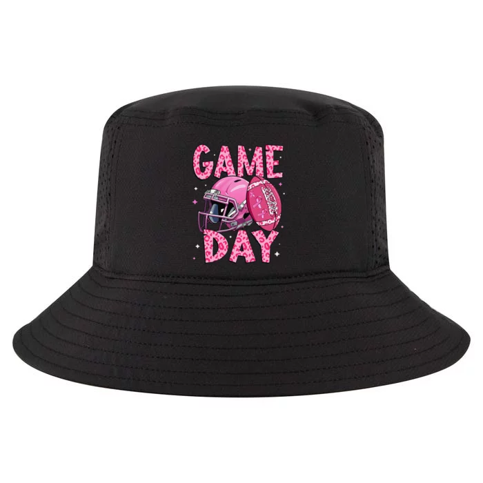 Leopard Game Day P.Ink American Football Tackle Breast Cancer Gift Cool Comfort Performance Bucket Hat