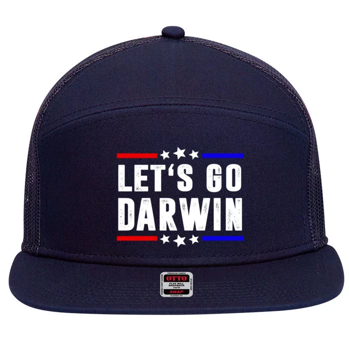 Lets Go Darwin US Vintage 7 Panel Mesh Trucker Snapback Hat