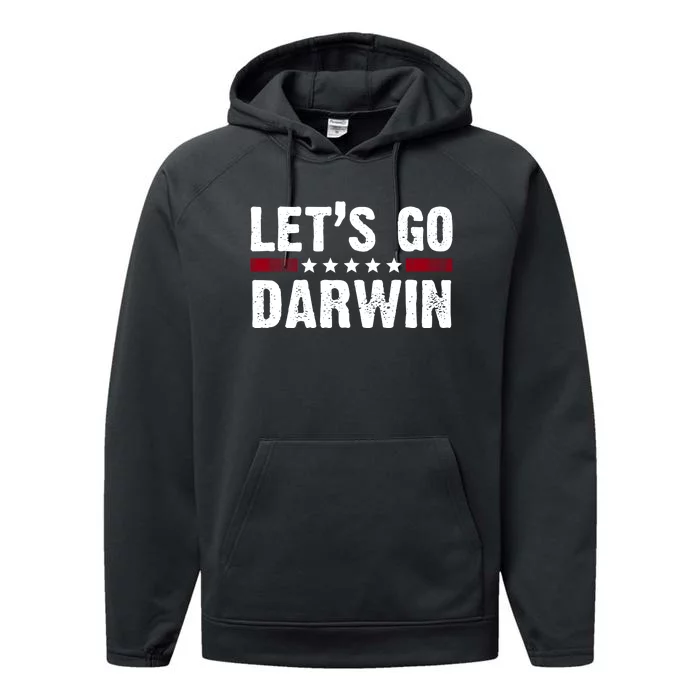 Lets Go Darwin Vintage Logo Performance Fleece Hoodie