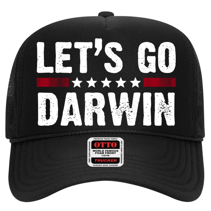 Lets Go Darwin Vintage Logo High Crown Mesh Trucker Hat