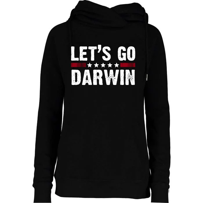 Lets Go Darwin Vintage Logo Womens Funnel Neck Pullover Hood