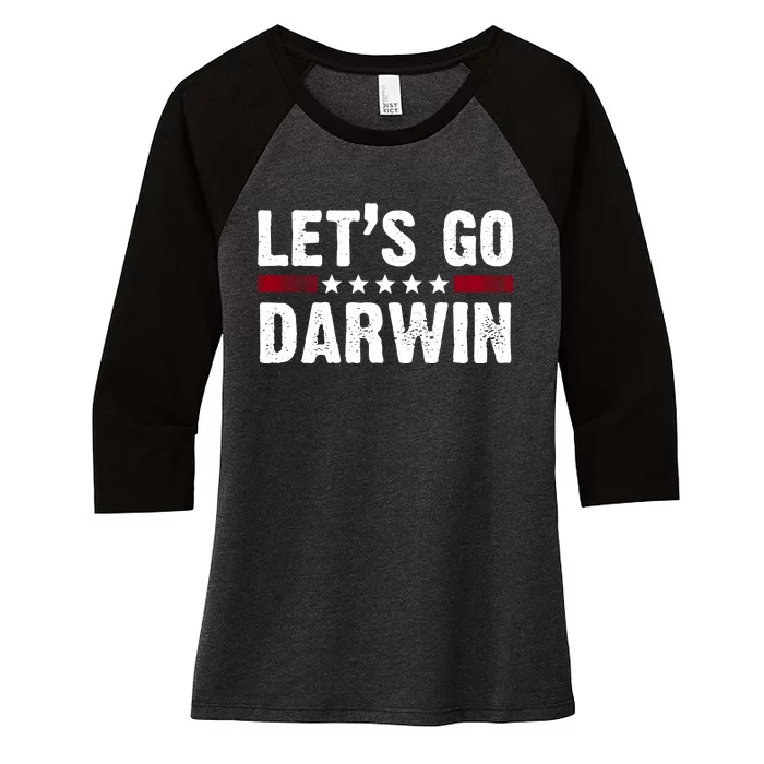 Lets Go Darwin Vintage Logo Women's Tri-Blend 3/4-Sleeve Raglan Shirt