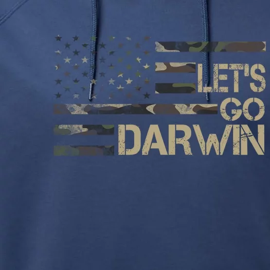 Lets Go Darwin US Camo Military Flag Performance Fleece Hoodie